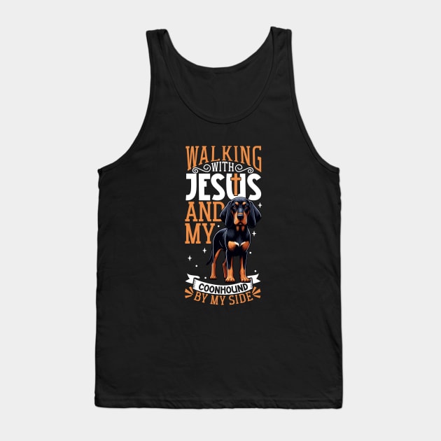 Jesus and dog - Black and Tan Coonhound Tank Top by Modern Medieval Design